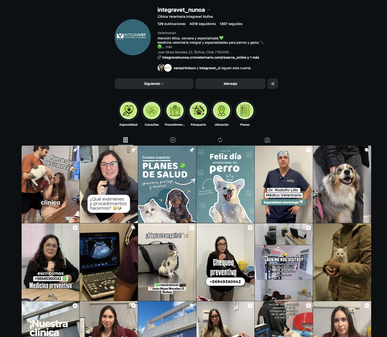 Feed de Instagram después